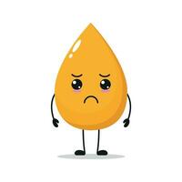 Cute sad gold drop character. Funny unhappy urine cartoon emoticon in flat style. urine emoji vector illustration