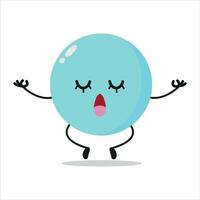 Cute relax bubble character. Funny yoga foam cartoon emoticon in flat style. bubble emoji meditation vector illustration