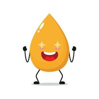Cute excited gold drop character. Funny electrifying urine cartoon emoticon in flat style. urine emoji vector illustration