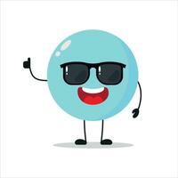 Cute happy bubble character wear sunglasses. Funny foam greet friend cartoon emoticon in flat style. bubble emoji vector illustration