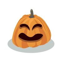 Halloween pumpkin isolated on white background. The main symbol of the Halloween celebration. Orange pumpkin with a smile. Vector illustration.