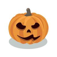 Halloween pumpkin isolated on white background. The main symbol of the Halloween celebration. Orange pumpkin with a smile. Vector illustration.