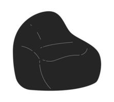 Bean bag chair flat monochrome isolated vector object. Soft seat for chilling. Editable black and white line art drawing. Simple outline spot illustration for web graphic design