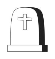 Rip headstone monochrome flat vector object. Graveyard cemetery. Tombstone old fashioned. Editable black and white thin line icon. Simple cartoon clip art spot illustration for web graphic design