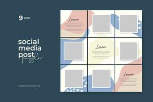 Social Media Post Puzzle Template Vector