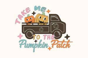 Fall Pumpkin Farm Truck EPS Design vector