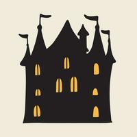 Silhouette of castle isolated on background. Halloween decoration. Vector illustration.