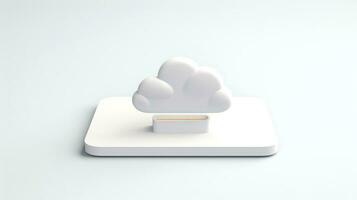 3D white cloud icon minimal style, cloud computing online service, digital technology security concept, Generative AI illustration photo