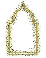 Golden islamic turkish door and window silhouette, arabic arch with glitter and shine vector