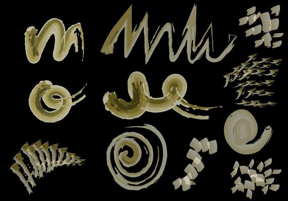 vector golden brush lines, scribbles and brush strokes