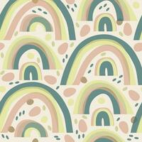 Vector seamless abstract pattern with boho rainbows