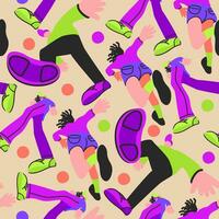Vector seamless pattern with young people dancing and playing football