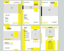 Yellow bundle annual report brochure flyer design template vector, Leaflet cover presentation abstract flat background vector