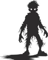 vector zombie walking out from grave. standing zombie and raising hands. standing zombie vector illustration on white background.