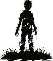 vector zombie walking out from grave. standing zombie and raising hands. standing zombie vector illustration on white background.