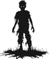 vector standing zombie with creepy face. halloween zombie with dark hollow. monster with scary face vector illustration on white background.