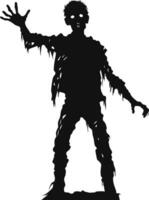 vector zombie walking out from grave. standing zombie and raising hands. standing zombie vector illustration on white background.