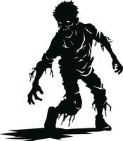 vector zombie walking out from grave. standing zombie and raising hands. standing zombie vector illustration on white background.