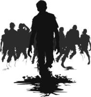 vector walking zombies. standing zombie and walking zombies. a set of zombies vector illustration on white background.