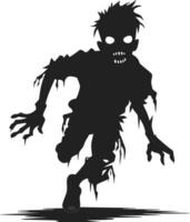 vector running zombie. zombie without left leg. creeoy zombie with dark hollow vector illustration on white background.