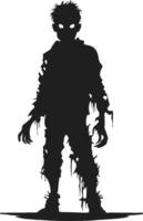 vector zombie walking out from grave. standing zombie and raising hands. standing zombie vector illustration on white background.