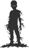 vector zombie standing. walking zombie. zombie man with a piece of tree vector illustration white background.