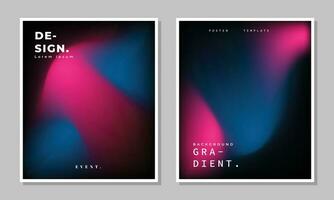 Pink and blue fluid gradient mesh background template copy space set. Dynamic and wavy color gradation backdrop design for poster, banner, brochure, magazine, cover, leaflet, or flyer. vector