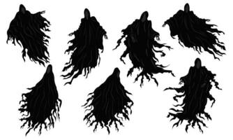 Dark being flies in the air. Set of Scary ghost. Dementor. Vector illusration