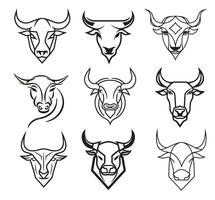 Bull logo sketch hand drawn Vector illustration