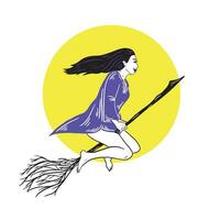 Witch on a broomstick vector