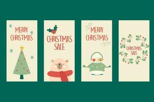 Hand Drawn Christmas instagram stories collection. Social media vector
