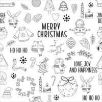 Seamless outline pattern Christmas with letterings vector