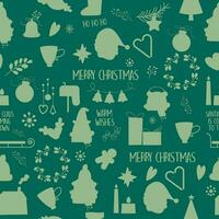 Seamless silhouette pattern Christmas in green vector