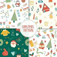 Christmas seamless pattern set in hand drawn vector