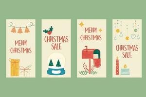 Flat Christmas instagram stories collection. Social media vector