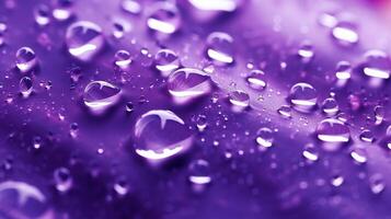 generativo ai, lavanda color. textura de ligero Violeta púrpura gel con gotas y olas en suave antecedentes. líquido belleza producto de cerca foto