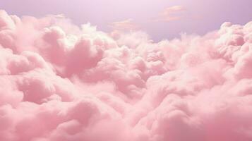 Generative AI, Pink magenta fantastic 3d clouds on the floor, sky and landscape. Gentle colors and with bright lights. photo