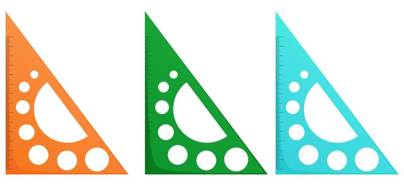 Triangle ruler collection isolated on white