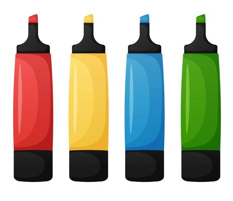 Four colored marker pens on a white background