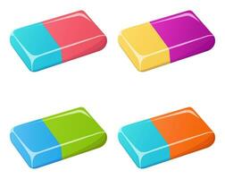 Colorful eraser collection isolated on white background vector