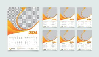 Minimalist modern wall calendar template of 2024 with two months featured on every page vector