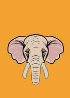 Illustration logo icon vector elephant head brown gray color