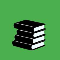 Illustration of the logo icon in the form of a vector of stacks of books in black and white on a green background