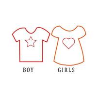 illustration of boys and girls t-shirts and dresses vector