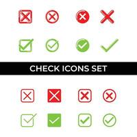 Minimal Check Icons Set. Tick Cross Icon Set vector