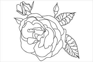 Black and white painted rose with leaves, intended for holidays, postcards, March 8, Valentine vector