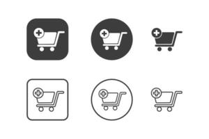 shopping cart add on order icon design 6 variations. Isolated on white background. vector