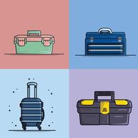 Collection Of Tool boxes and Traveling bag vector illustration.Basic RGB