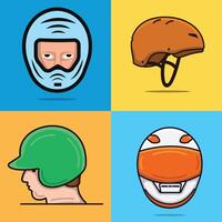 Set of Sport Safety Helmet equipment vector illustration.