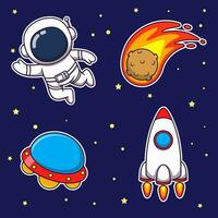 Astronaut and Space Object Illustration Pack vector